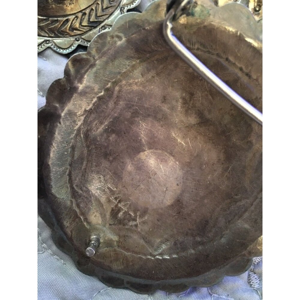 Vintage 1960s Navajo Sterling Stamped Domed Handmade 11 Pc Concho Belt Turquoise - Picture 5 of 12